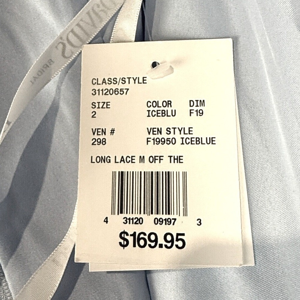 Davids Bridal Blue Lace Formal Dress Size 2 Chiffon Bridesmaid Evening Gown New - Picture 3 of 12